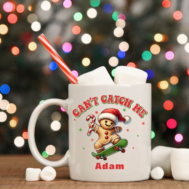 Weihnachts-Skateboarding Gingerbrot Mann Kaffeetasse (Christmas Skateboarding Gingerbread Man Coffee Mug
)