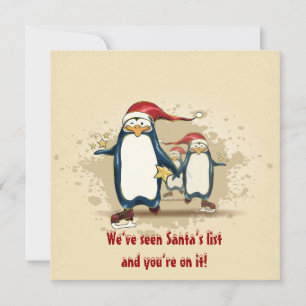 Weihnachts-Skaten Penguins Party Einladung