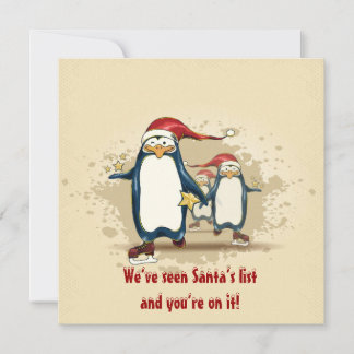 Weihnachts-Skaten Penguins Party Einladung