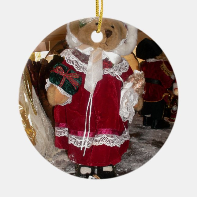 Weihnachts Skater Teddy Bear Collection. Keramikornament (Vorne)