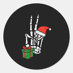 Weihnachts-Skelett-Hand-Frieden Cket Xmas Männer F Runder Aufkleber