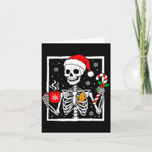 Weihnachts-Skelett-Hut Santa-Kaffee-Zuckerstange X Karte