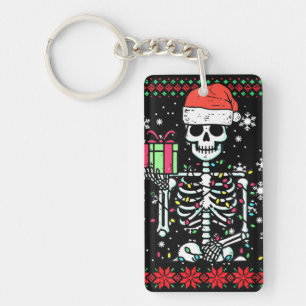 Weihnachts-Skelett Ich bevorzuge Halloween Hässlic Schlüsselanhänger