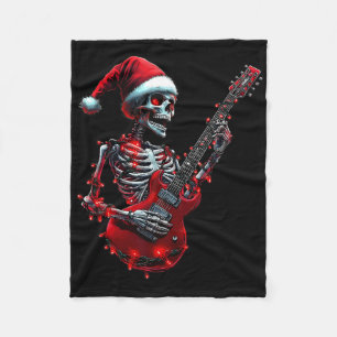 Weihnachts-Skelett-Schädel spielt Gitarre Rock And Fleecedecke