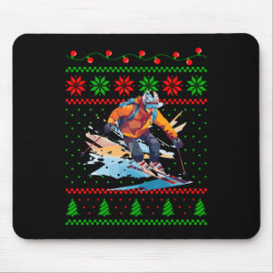 Weihnachts-Ski-Sportliebhaber Skifahrer Lustiges X Mousepad
