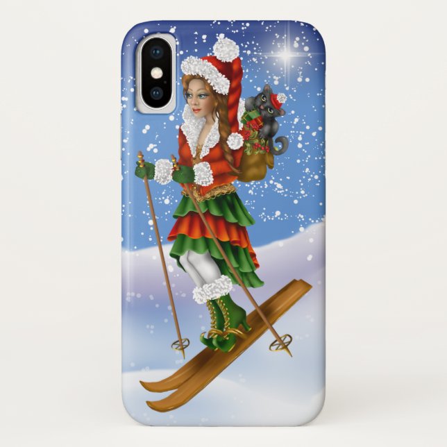 Weihnachts-Skier iPhone Case (Rückseite)