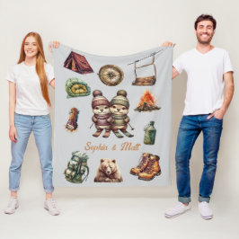 Weihnachts-Skifahren Tier Otter Couple Outdoor Gra Fleecedecke