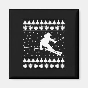 Weihnachts-Skifahrer T Shirt Weihnachten Weihnacht Magnet
