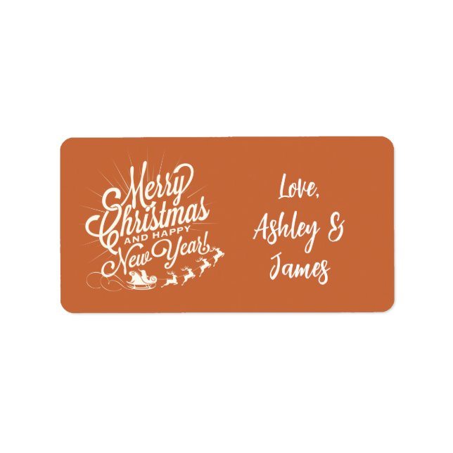 Weihnachts-Skript Burnt Orange Geschenk-Label Adressaufkleber (Vorne)