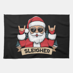 Weihnachts-Sleigher Santa Rock Xmas Rocker Geschirrtuch