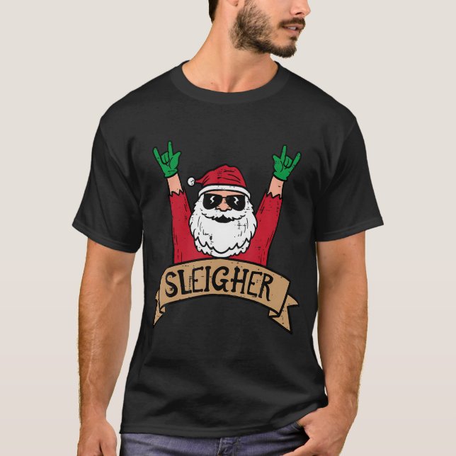 Weihnachts-Sleigher Santa Rock Xmas Rocker Männer T-Shirt (Vorderseite)