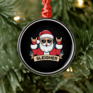 Weihnachts-Sleigher Santa Rock Xmas Rocker Ornament Aus Metall