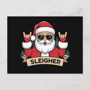 Weihnachts-Sleigher Santa Rock Xmas Rocker Postkarte