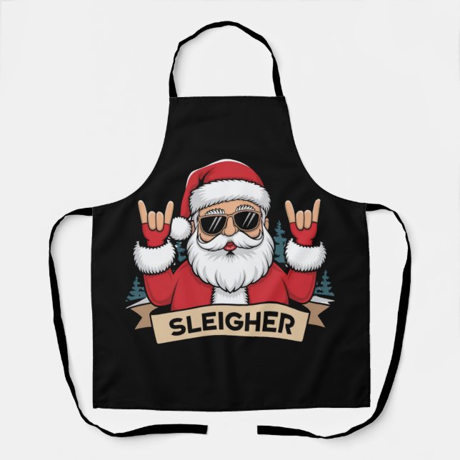 Weihnachts-Sleigher Santa Rock Xmas Rocker Schürze (Vorderseite)
