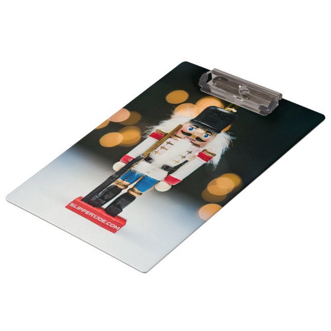 Weihnachts-SlipperyJoe Nutcracker figurine Ornamen Klemmbrett (Schrägansicht)