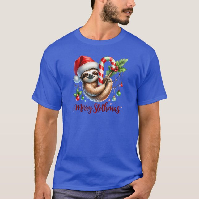 Weihnachts-Sloth-Sweatshirt, Holiday Slothmas T-Shirt (Vorderseite)