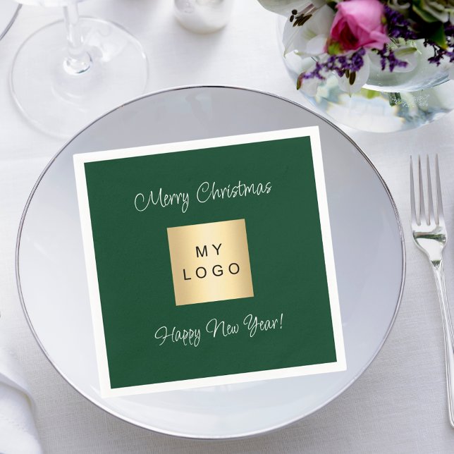 Weihnachts-Smaragdgrün-Café Bar Business-Logo Serviette (Von Creator hochgeladen)