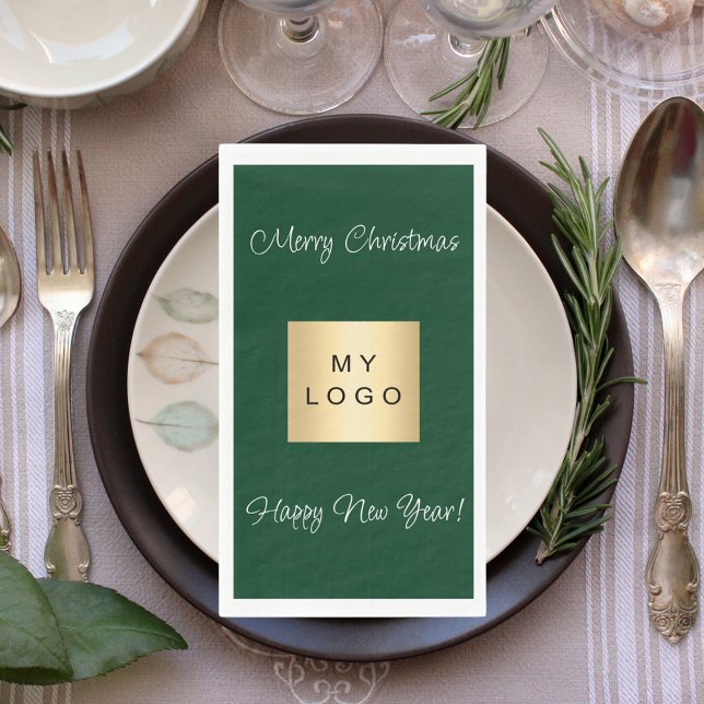 Weihnachts-Smaragdgrün-Café Bar Business-Logo Serviette (Von Creator hochgeladen)