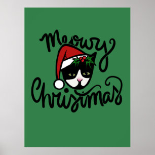 Weihnachts-Smocking-Katze Poster