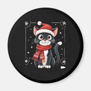 Weihnachts-Smoking-Katze-Santa-Schal-Hässlich-Weih Magnet