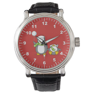 Weihnachts-Snowballpinguine Armbanduhr