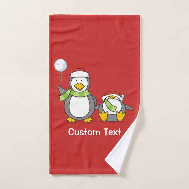 Weihnachts-Snowballpinguine Badhandtuch Set (Handtuch)
