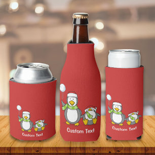 Weihnachts-Snowballpinguine Flaschenkühler