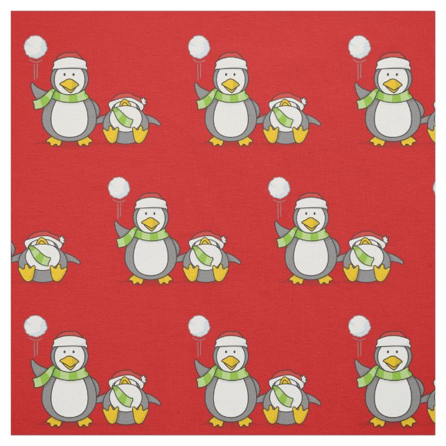Weihnachts Snowballpinguine Pattern Stoff (Muster)