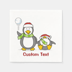 Weihnachts-Snowballpinguine Serviette