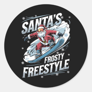 Weihnachts Snowboarden Santa Snowboarder Santas Fr Runder Aufkleber