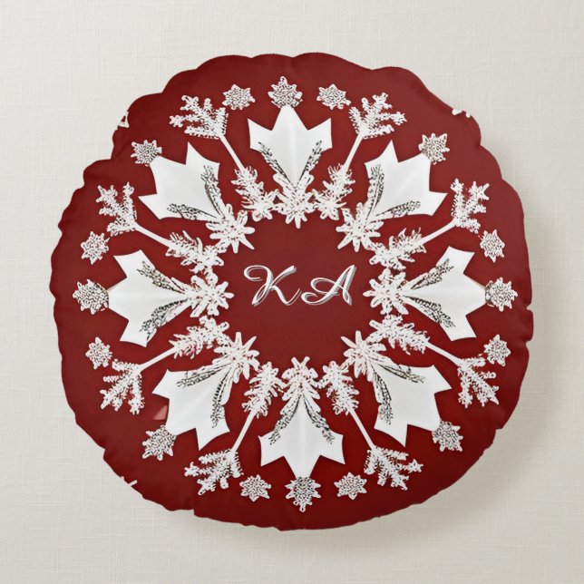 Weihnachts-Snowflakdesign Rundes Kissen (Vorderseite)