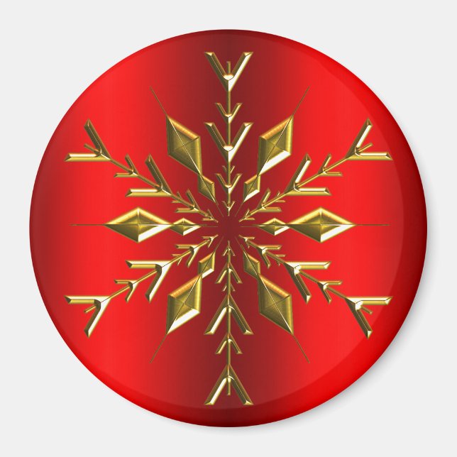 Weihnachts-Snowflake aus Gold zu Weihnachten Magnet (Vorne)