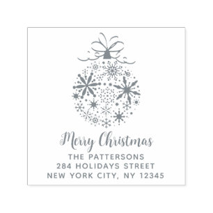 Weihnachts-Snowflake Bauble Name Rücksendeadresse Permastempel