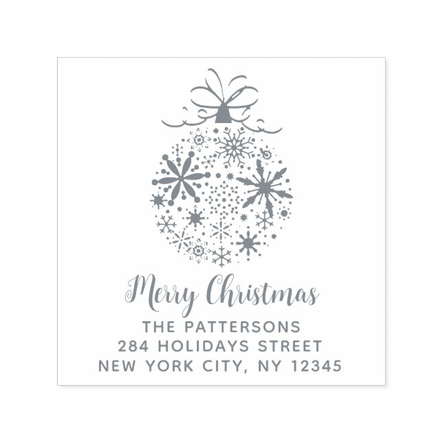 Weihnachts-Snowflake Bauble Name Rücksendeadresse Permastempel (Design)