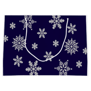 Weihnachts Snowflake Holiday Navy Blau Große Geschenktüte