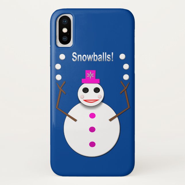 Weihnachts-Snowlady Juggling Snowballs Funny Case-Mate iPhone Hülle (Rückseite)