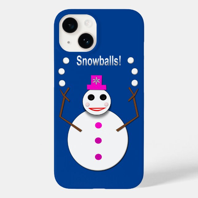 Weihnachts-Snowlady Juggling Snowballs Funny Case-Mate iPhone Hülle (Rückseite)