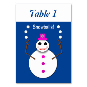 Weihnachts-Snowlady Juggling Snowballs Funny Custo Tischnummer