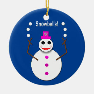 Weihnachts-Snowlady Juggling Snowballs Funny Keramik Ornament