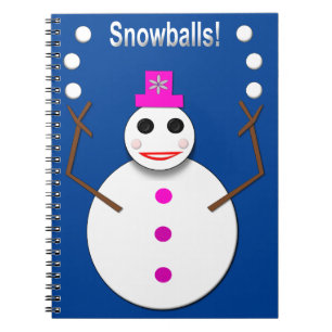 Weihnachts-Snowlady Juggling Snowballs Funny Notizblock