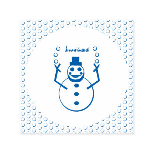 Weihnachts-Snowlady Juggling Snowballs Funny Permastempel