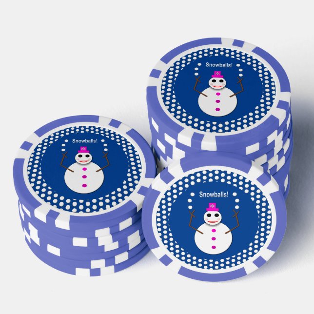 Weihnachts-Snowlady Juggling Snowballs Funny Pokerchips (Stapel)
