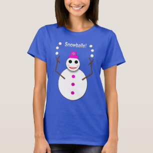 Weihnachts-Snowlady Juggling Snowballs Funny T-Shirt