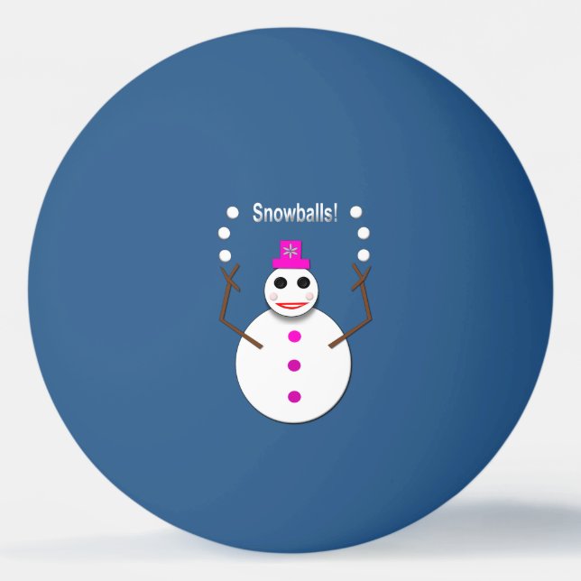 Weihnachts-Snowlady Juggling Snowballs Funny Tischtennisball (Vorderseite)