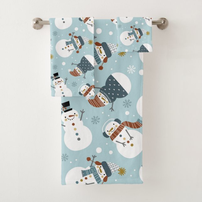 Weihnachts-Snowman-Badehandtuch-Set Badhandtuch Set (Insitu)