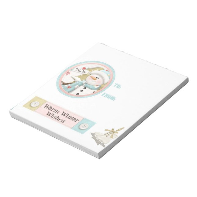 Weihnachts Snowman Candy Bar Wrappers Geschenkarti Notizblock (Rotiert)