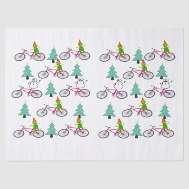 Weihnachts-Snowman Elf Tissue Paper Bicycle Seidenpapier (Vorderseite)