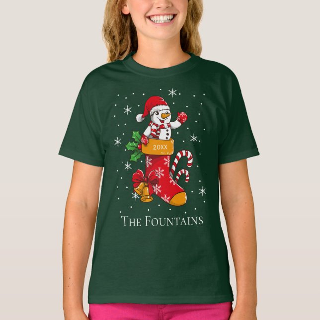 Weihnachts-Snowman-Familie Schneeflocken Personali T-Shirt (Vorderseite)