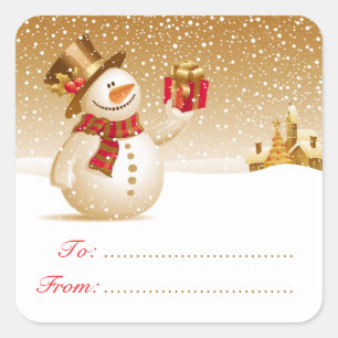Weihnachts-Snowman-Geschenk-Aufkleber Quadratischer Aufkleber