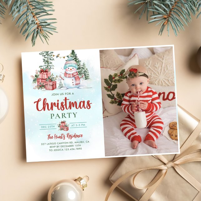 Weihnachts-Snowman-Holiday-Party-Foto Einladung (Von Creator hochgeladen)